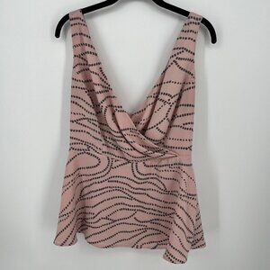 Cabi Sophia Faux Wrap Top Blouse Size 6 Blush Pink Adjustable Straps Peplum 273